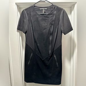 BCBG Maxazria size S black suede panel dress with front zippers